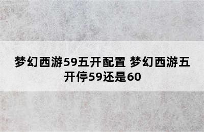 梦幻西游59五开配置 梦幻西游五开停59还是60